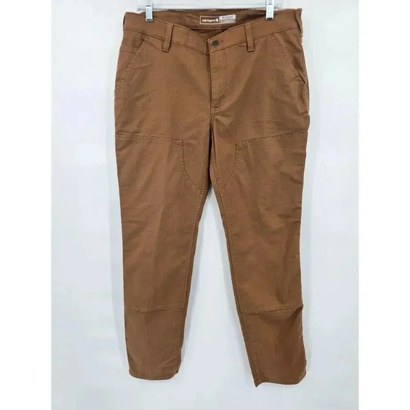Carhartt Pants - Carhartt Womens 12R Tan Rugged Flex Canvas Relaxed Fit Double Front Pants NWT